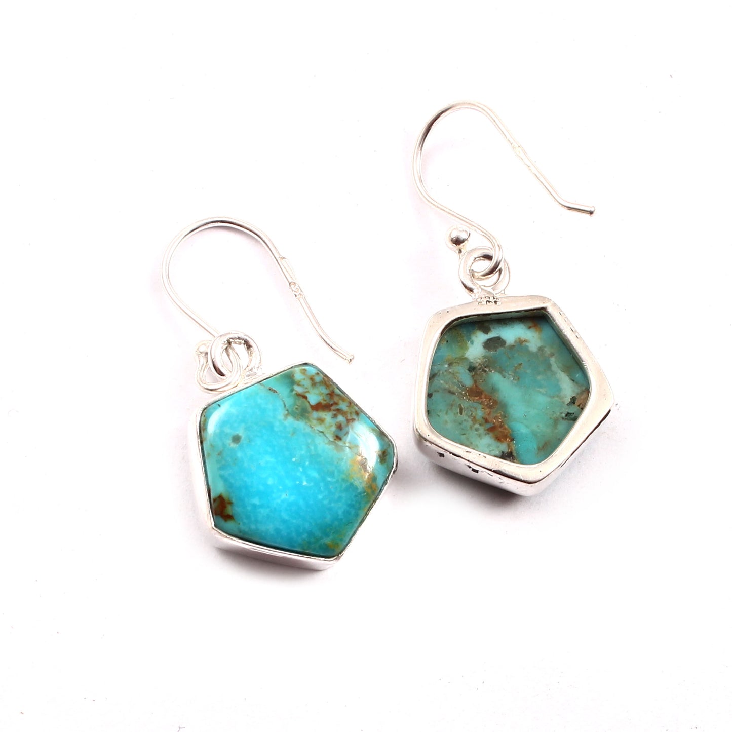 Kingman Turquoise Earring, 925 Sterling Silver, Blue Mohave Earring, Turquoise Octagon Shape Earring, Gemstone Earring, 27.5Ct Approx.