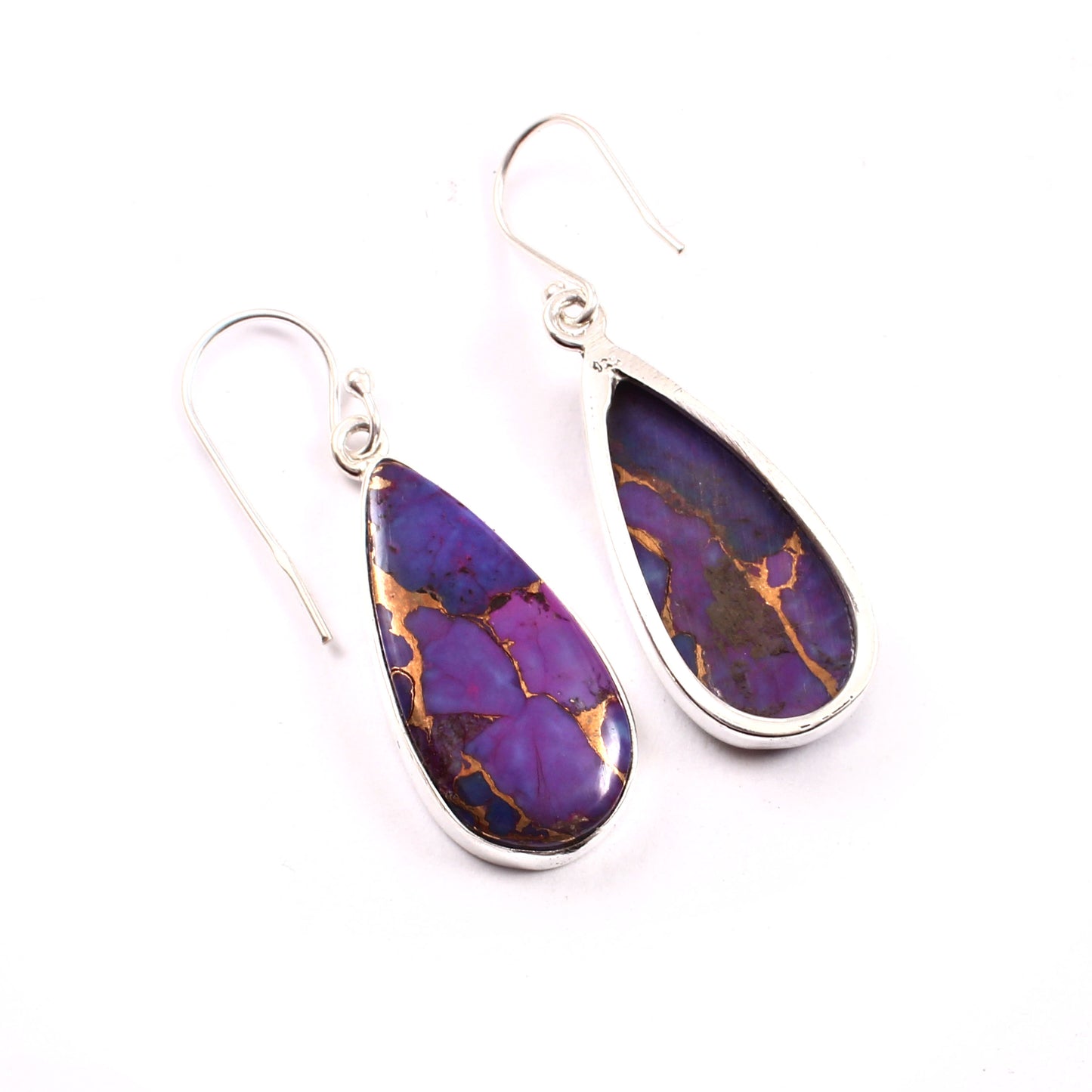 Purple Copper Turquoise Earring, 925 Sterling Silver, Turquoise Earring, Copper Turquoise Pear Shape Earring, Gemstone Earring, 35Ct Approx.