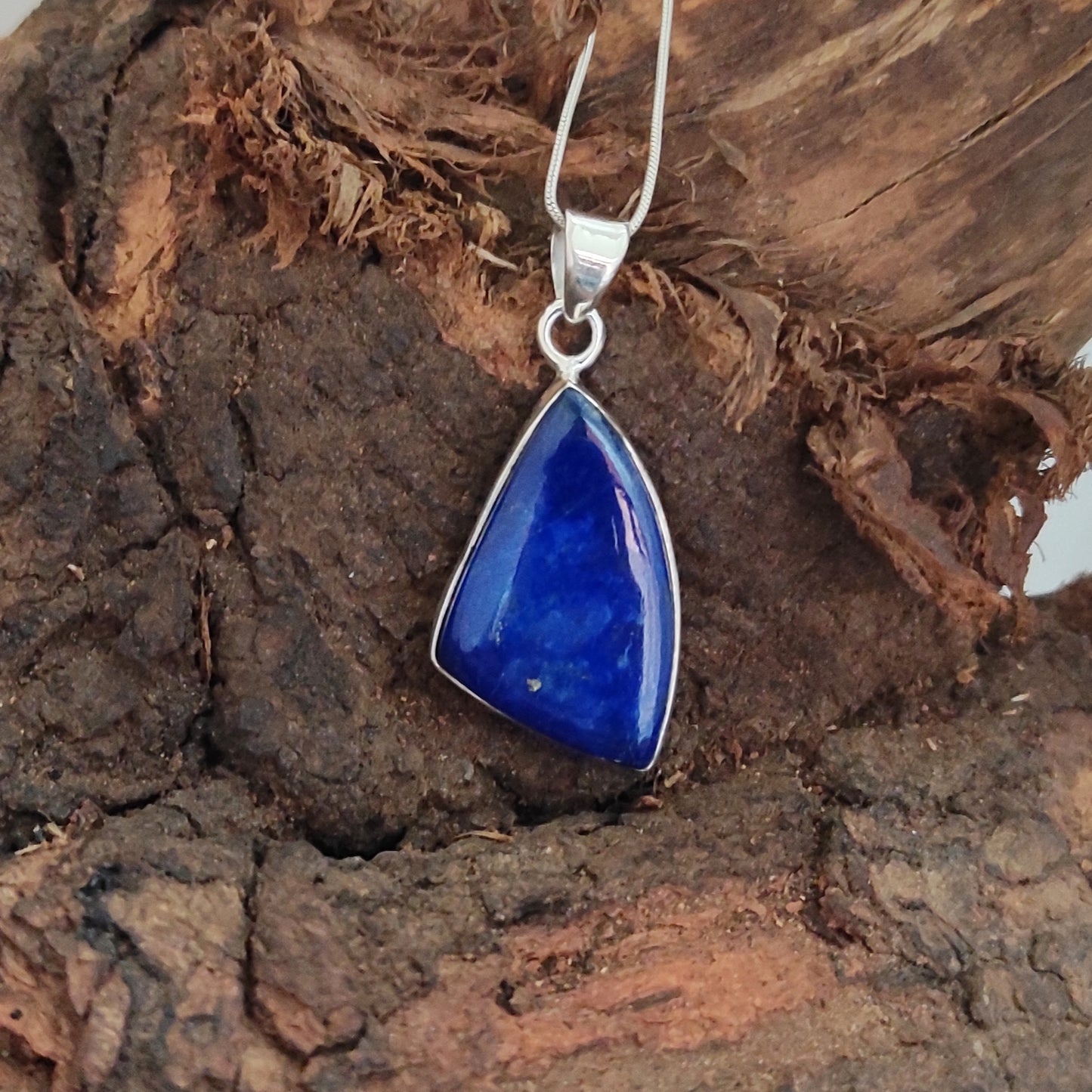 Lapis Lazuli 925 Silver Gemstone Pendant Solid 925 Sterling Silver Charm Pendant 34x18x6mm