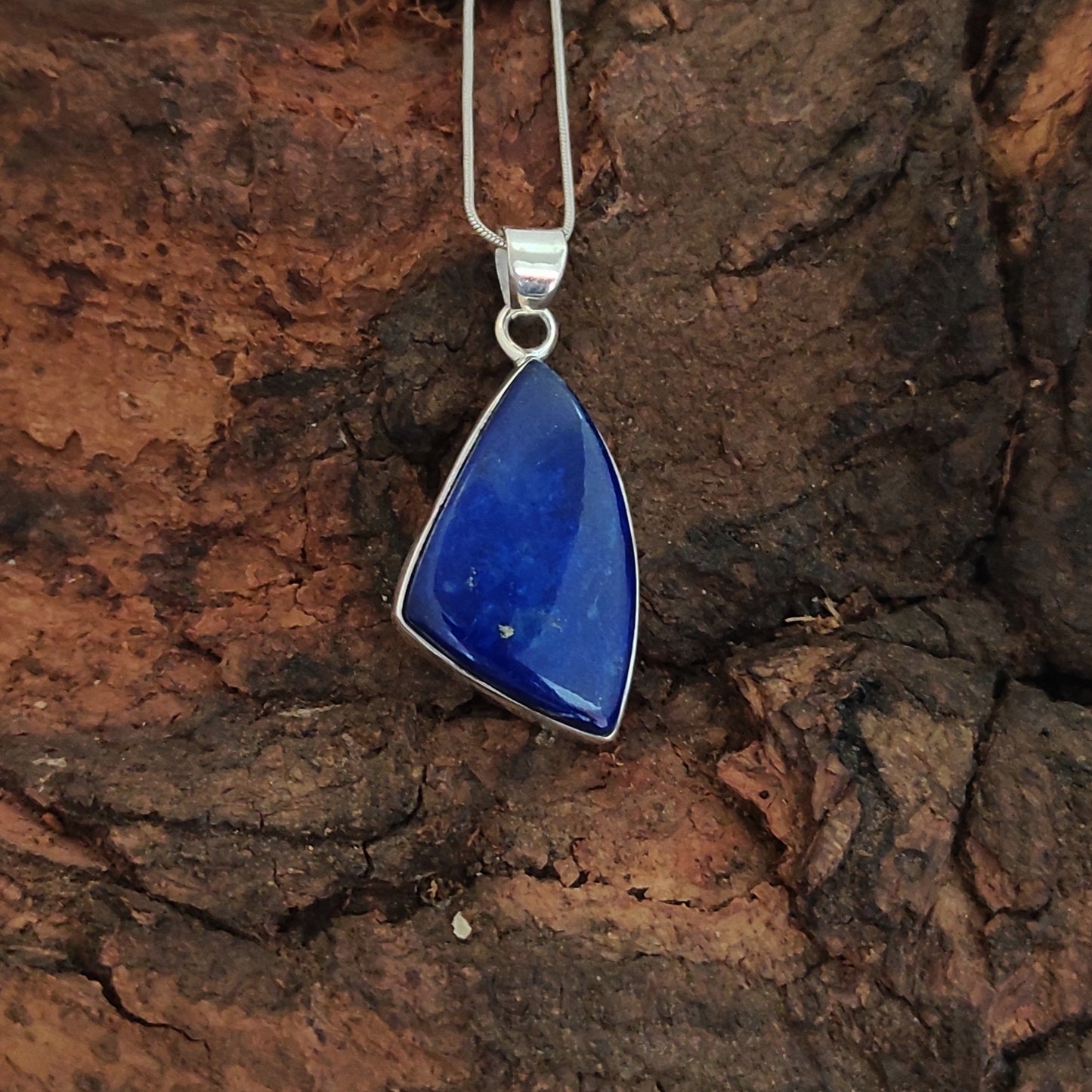 Lapis Lazuli 925 Silver Gemstone Pendant Solid 925 Sterling Silver Charm Pendant 34x18x6mm