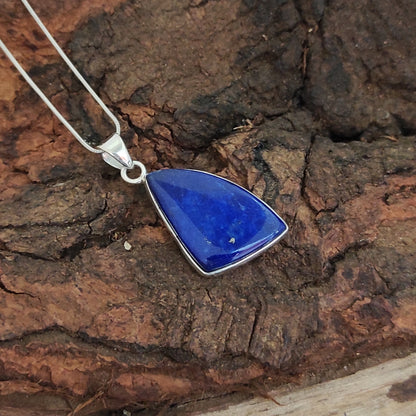 Lapis Lazuli 925 Silver Gemstone Pendant Solid 925 Sterling Silver Charm Pendant 34x18x6mm