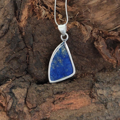 Lapis Lazuli 925 Silver Gemstone Pendant Solid 925 Sterling Silver Charm Pendant 34x18x6mm