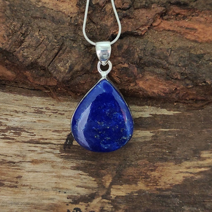 Lapis Lazuli 925 Silver Gemstone Pendant Solid 925 Sterling Silver Charm Pendant 30x20x7mm Approx.