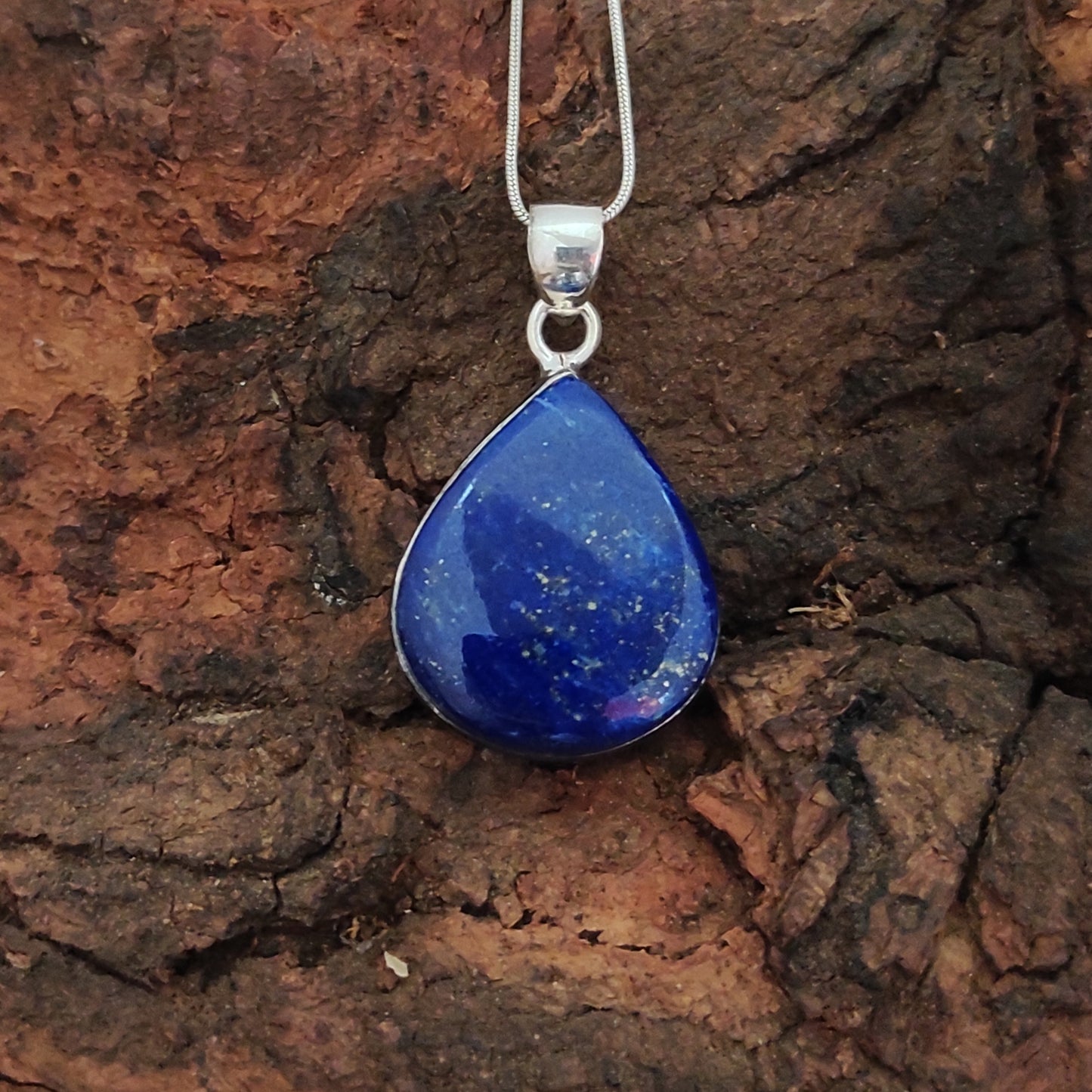 Lapis Lazuli 925 Silver Gemstone Pendant Solid 925 Sterling Silver Charm Pendant 30x20x7mm Approx.