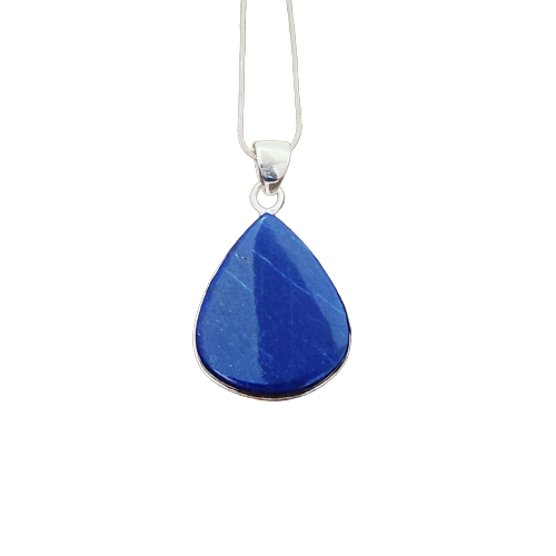 Lapislazuli-925-Silber-Edelstein-Anhänger, massiver 925er-Sterlingsilber-Charm-Anhänger, 31 x 21 x 6 mm