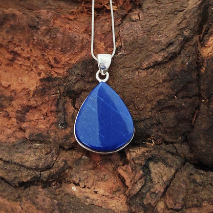 Lapis Lazuli 925 Silver Gemstone Pendant Solid 925 Sterling Silver Charm Pendant 31x21x6mm