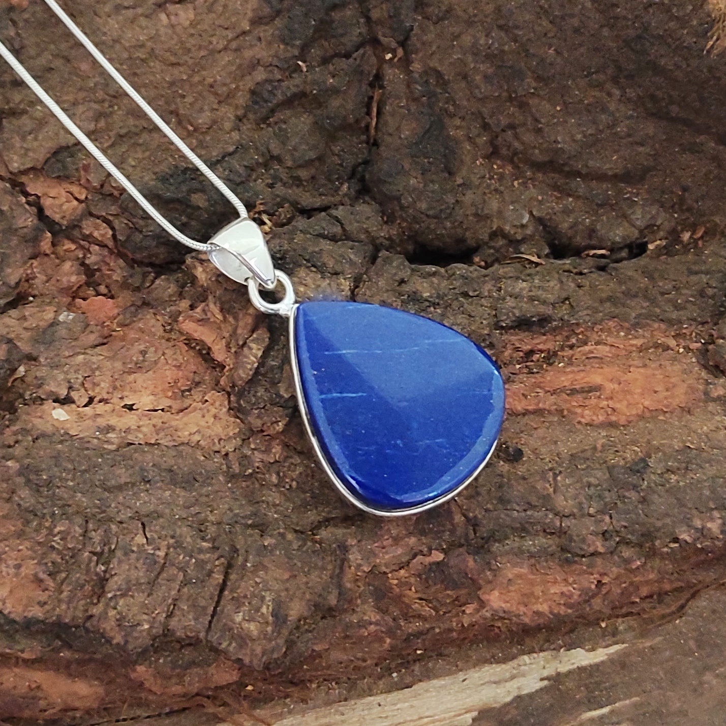 Lapis Lazuli 925 Silver Gemstone Pendant Solid 925 Sterling Silver Charm Pendant 31x21x6mm