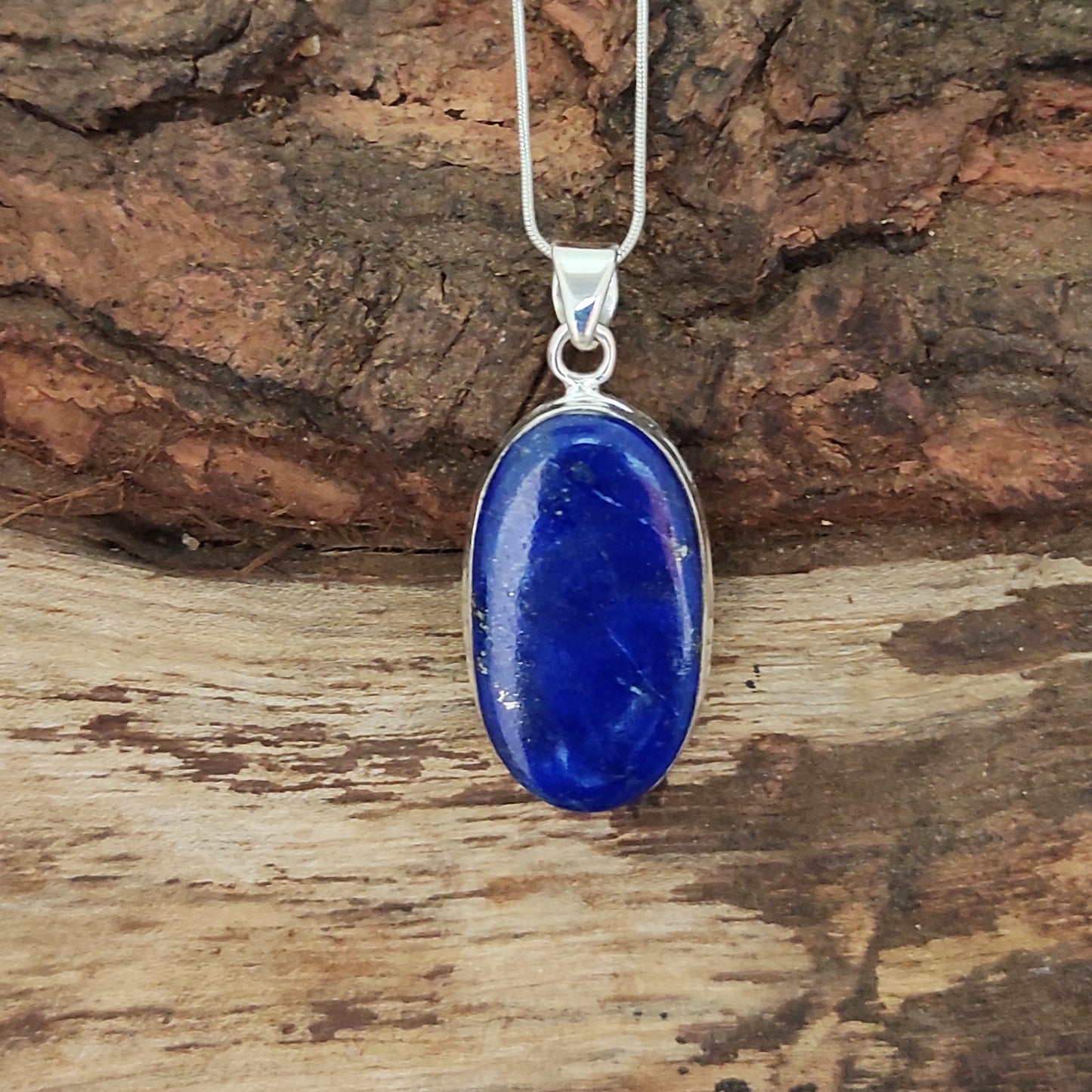 Lapis Lazuli 925 Silver Gemstone Pendant Solid 925 Sterling Silver Charm Pendant 34x17x7mm Approx.