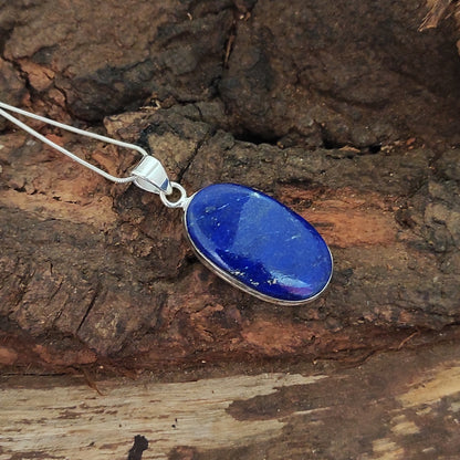 Lapis Lazuli 925 Silver Gemstone Pendant Solid 925 Sterling Silver Charm Pendant 34x17x7mm Approx.