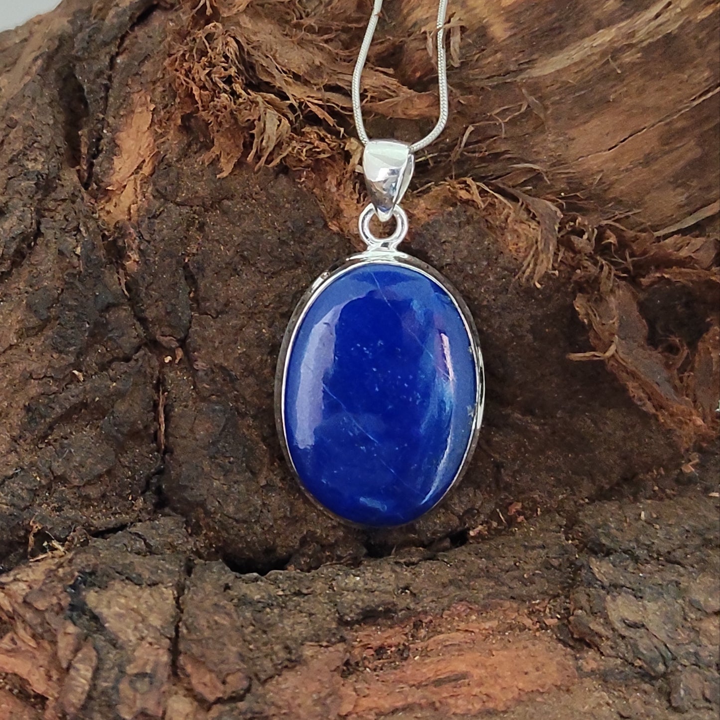 Lapis Lazuli 925 Silver Gemstone Pendant Solid 925 Sterling Silver Charm Pendant 35x22x6mm