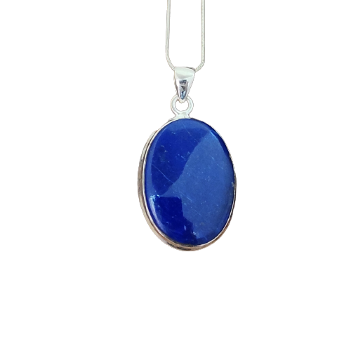 Lapislazuli-925-Silber-Edelstein-Anhänger. Massiver 925-Sterlingsilber-Charm-Anhänger, 35 x 22 x 6 mm