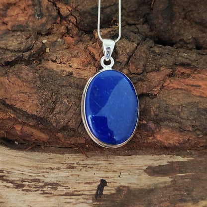 Lapis Lazuli 925 Silver Gemstone Pendant Solid 925 Sterling Silver Charm Pendant 35x22x6mm