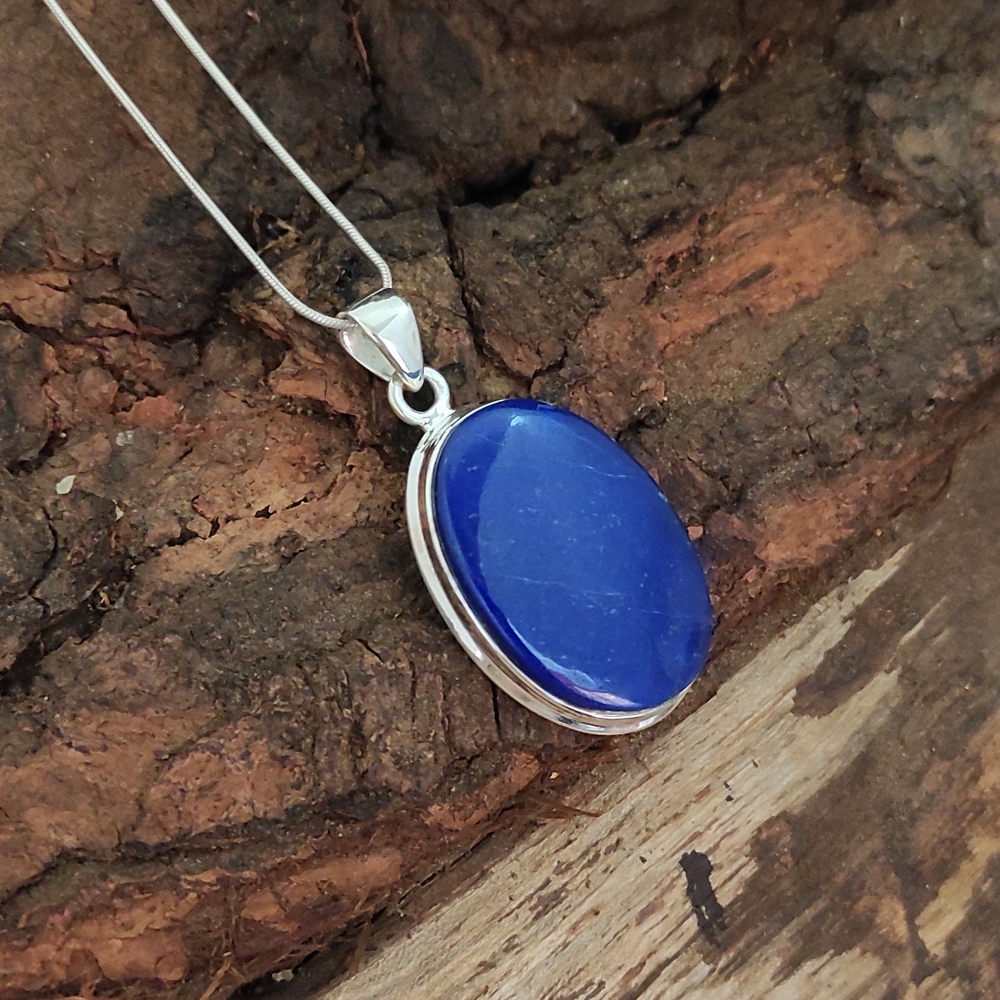 Lapis Lazuli 925 Silver Gemstone Pendant Solid 925 Sterling Silver Charm Pendant 35x22x6mm