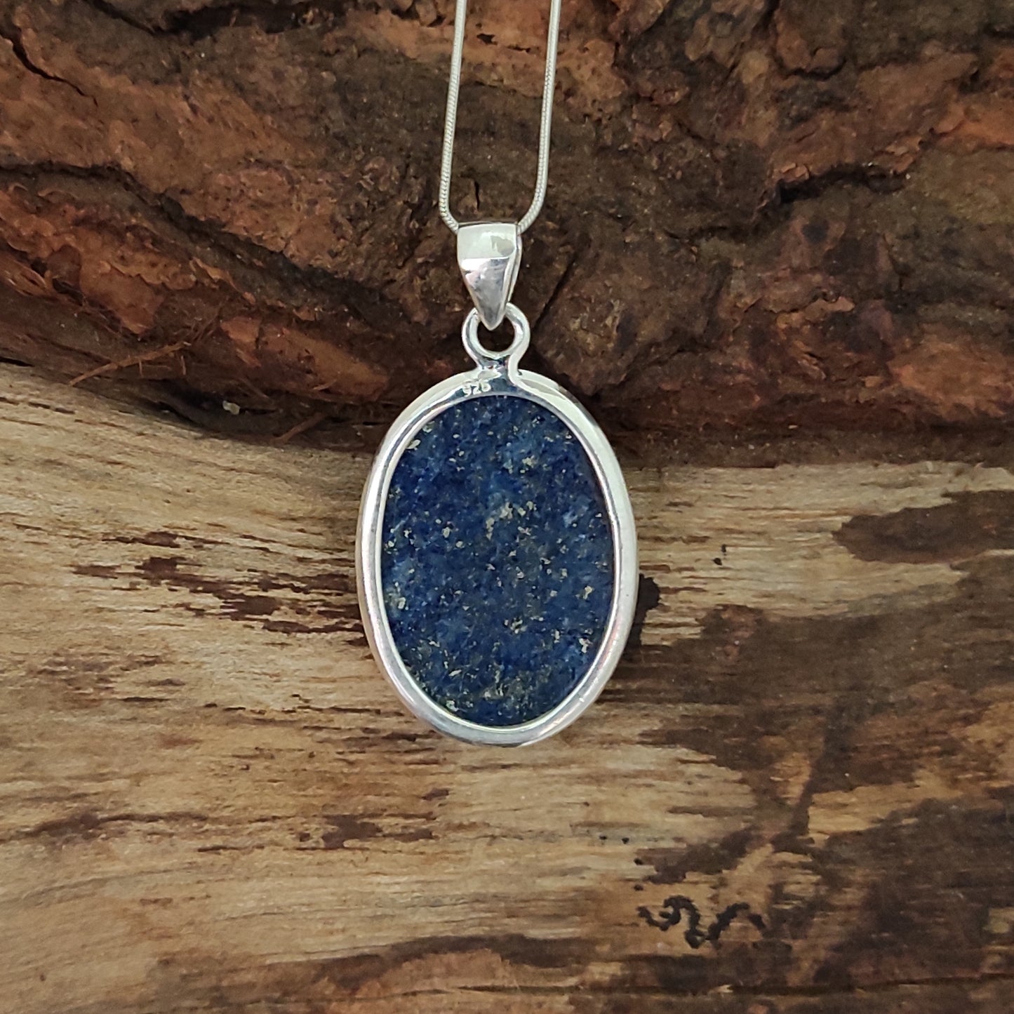 Lapis Lazuli 925 Silver Gemstone Pendant Solid 925 Sterling Silver Charm Pendant 35x22x6mm