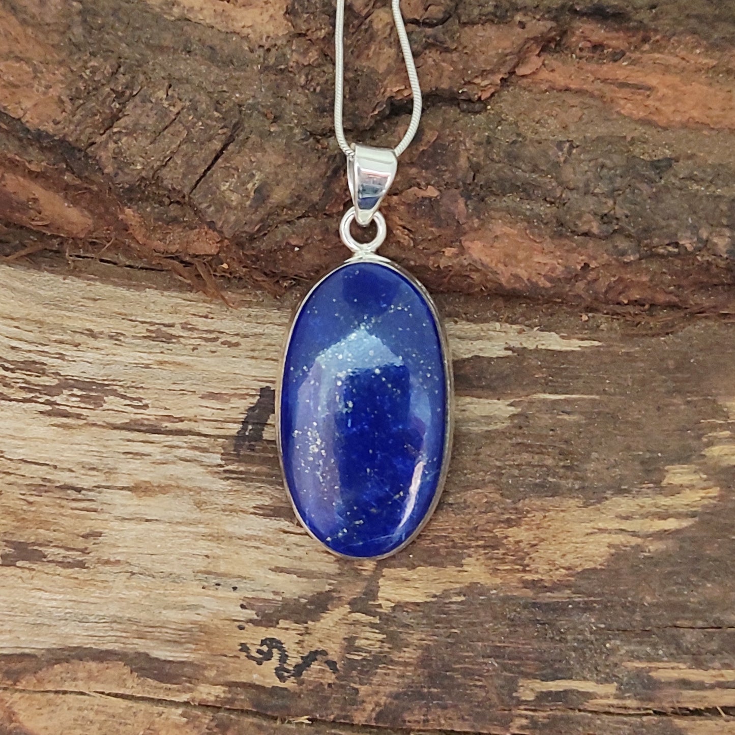 Lapis Lazuli 925 Silver Gemstone Pendant Solid 925 Sterling Silver Charm Pendant 37x18x7mm Approx.