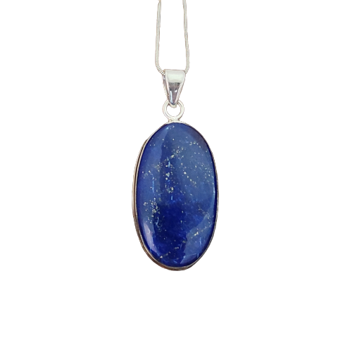 Lapislazuli-925-Silber-Edelstein-Anhänger, massiver 925er-Sterlingsilber-Charm-Anhänger, 37 x 18 x 7 mm, ca.