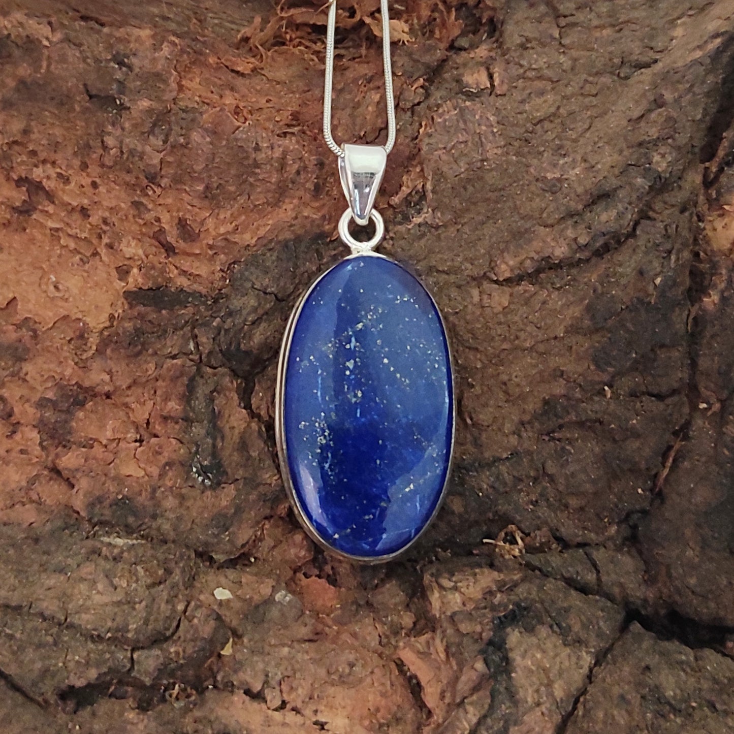 Lapis Lazuli 925 Silver Gemstone Pendant Solid 925 Sterling Silver Charm Pendant 37x18x7mm Approx.