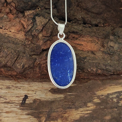 Lapis Lazuli 925 Silver Gemstone Pendant Solid 925 Sterling Silver Charm Pendant 37x18x7mm Approx.