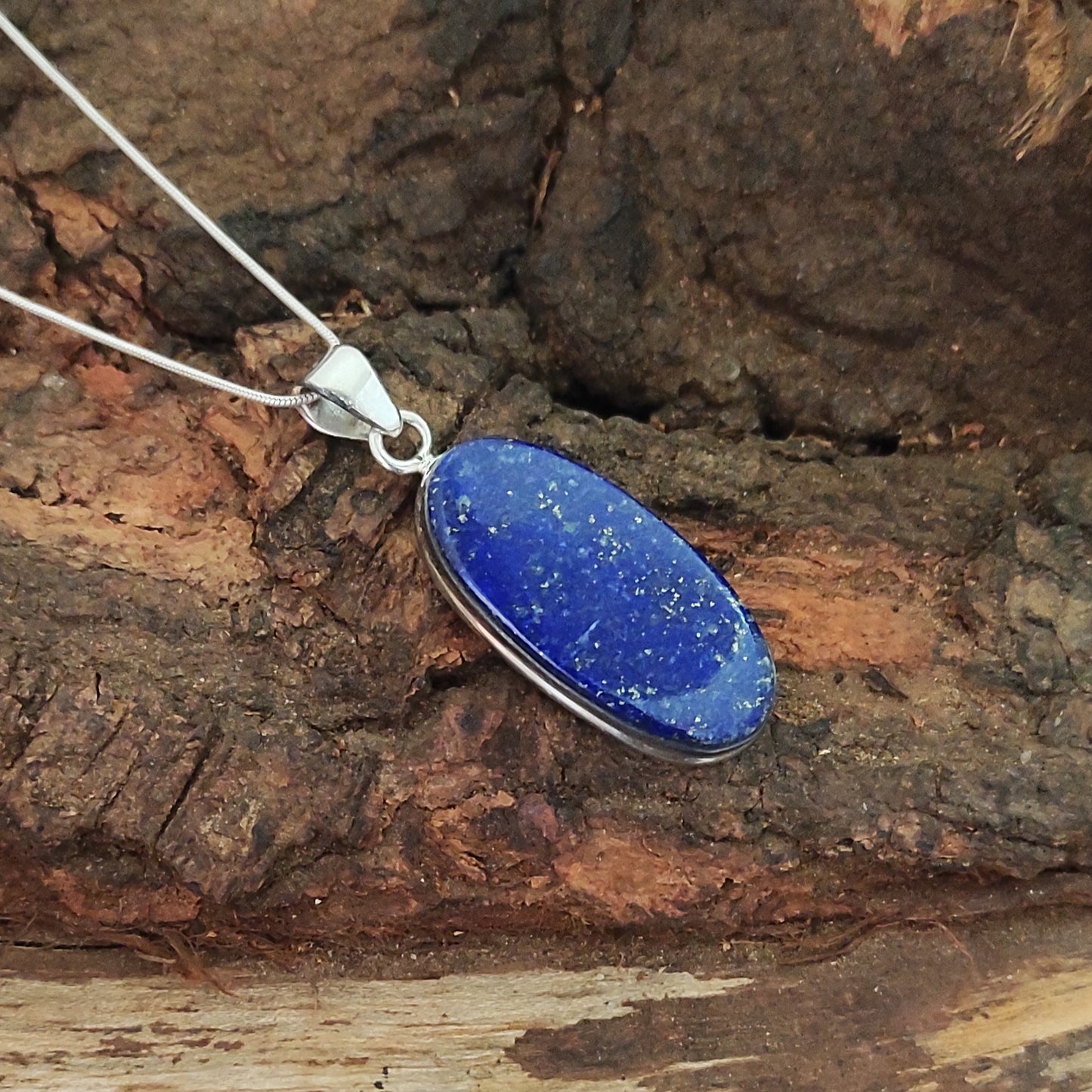 Lapis Lazuli 925 Silver Gemstone Pendant Solid 925 Sterling Silver Charm Pendant 36x15x5mm Approx.