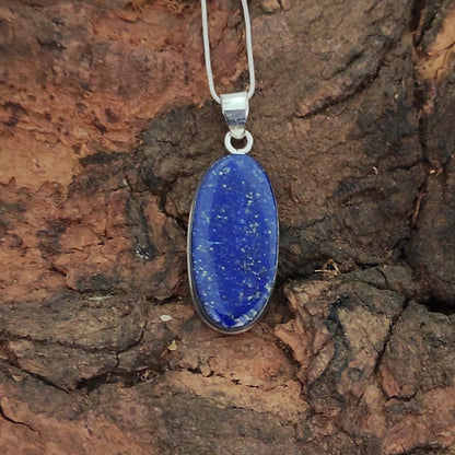 Lapis Lazuli 925 Silver Gemstone Pendant Solid 925 Sterling Silver Charm Pendant 36x15x5mm Approx.