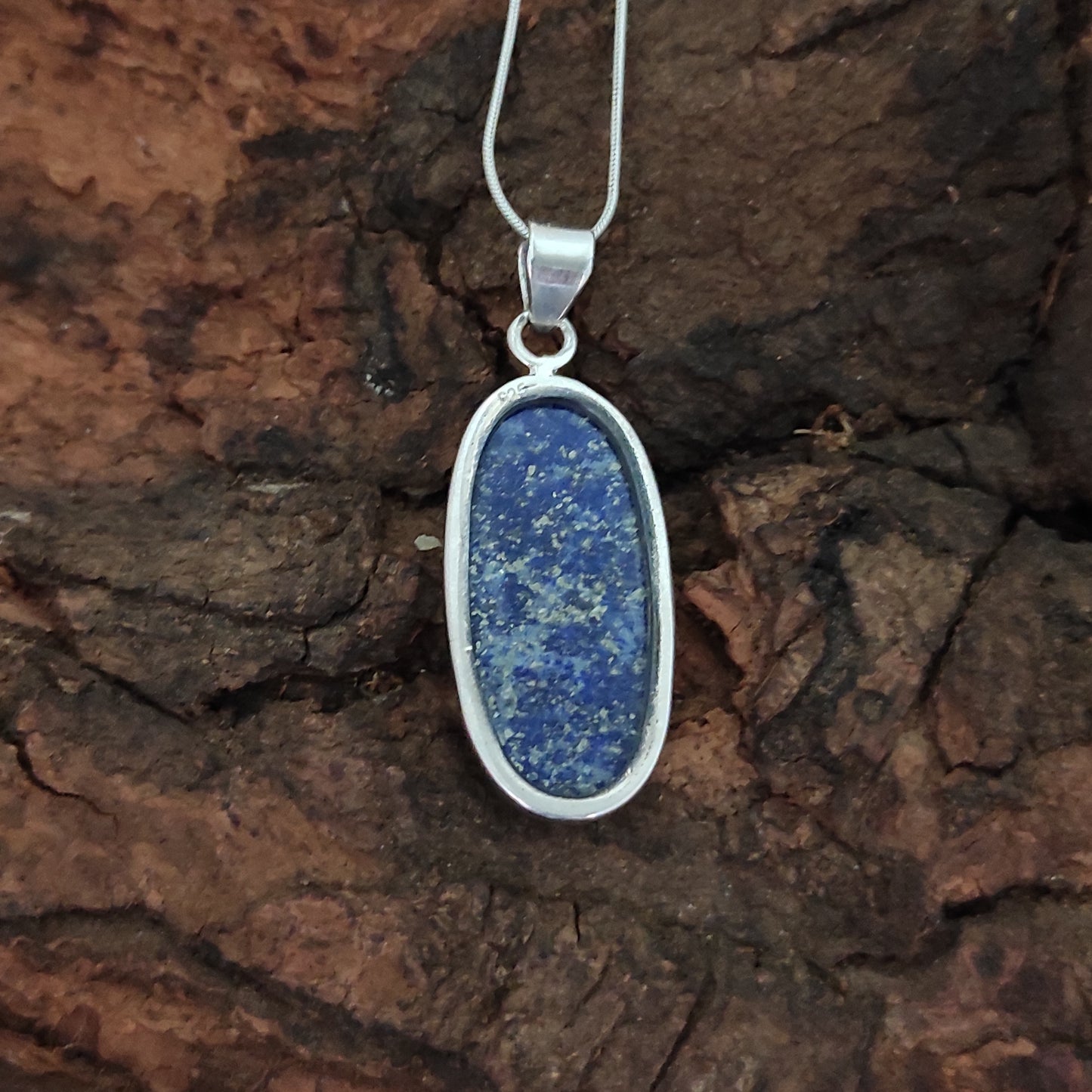 Lapis Lazuli 925 Silver Gemstone Pendant Solid 925 Sterling Silver Charm Pendant 36x15x5mm Approx.