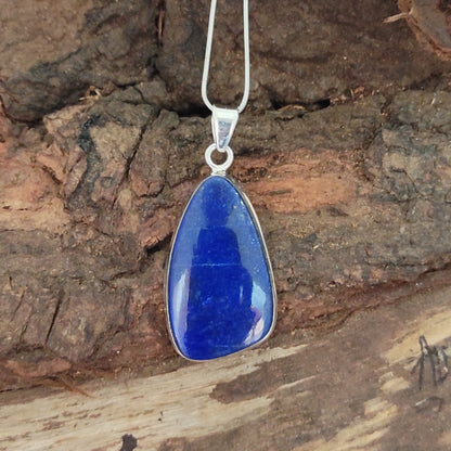 Lapis Lazuli 925 Silver Gemstone Pendant Solid 925 Sterling Silver Charm Pendant 37x11x6mm Approx.