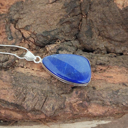 Lapis Lazuli 925 Silver Gemstone Pendant Solid 925 Sterling Silver Charm Pendant 37x11x6mm Approx.