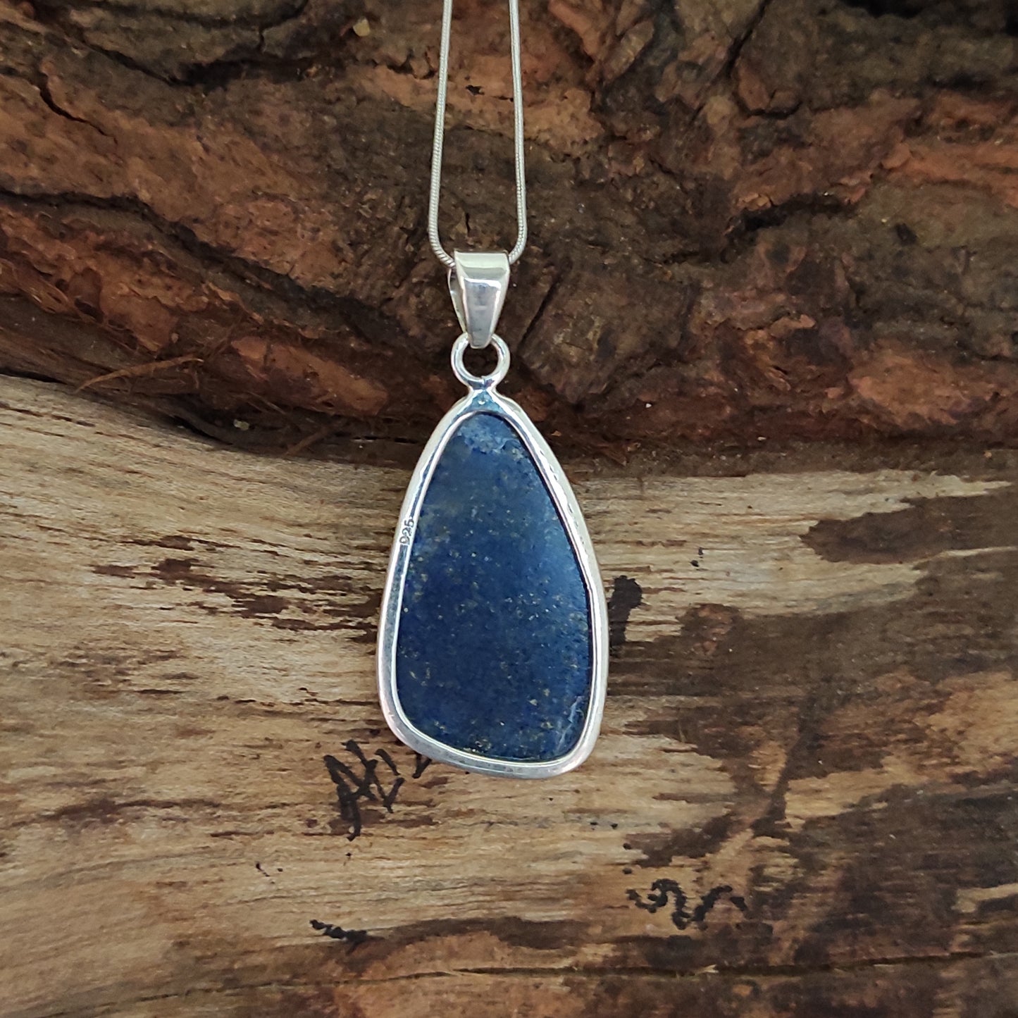 Lapis Lazuli 925 Silver Gemstone Pendant Solid 925 Sterling Silver Charm Pendant 37x11x6mm Approx.