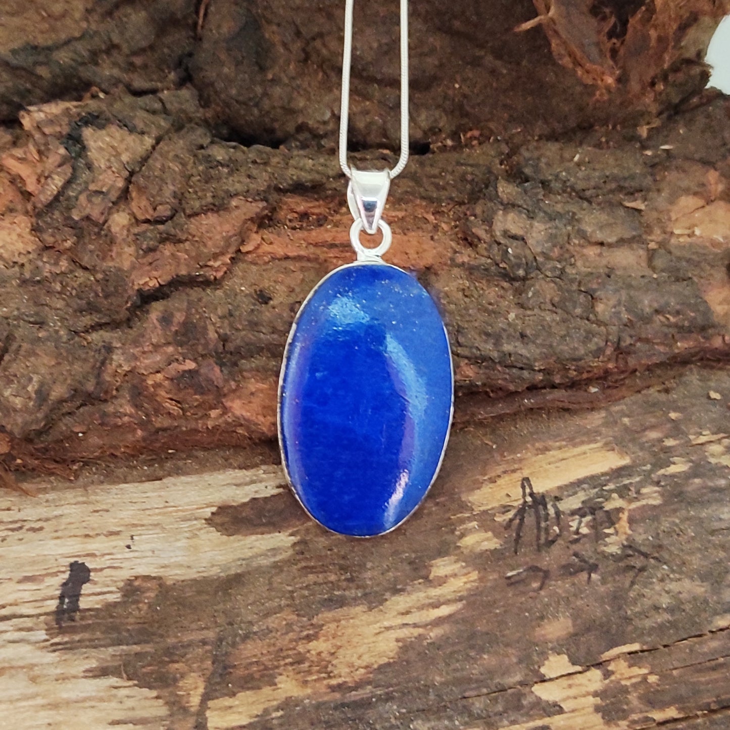 Lapis Lazuli 925 Silver Gemstone Pendant Solid 925 Sterling Silver Charm Pendant 38x21x6mm Approx.