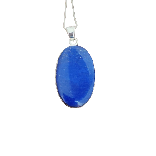 Lapislazuli-925-Silber-Edelstein-Anhänger, massiver 925er-Sterlingsilber-Charm-Anhänger, 38 x 21 x 6 mm, ca.