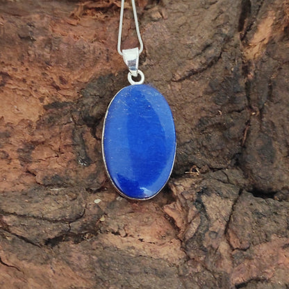 Lapis Lazuli 925 Silver Gemstone Pendant Solid 925 Sterling Silver Charm Pendant 38x21x6mm Approx.