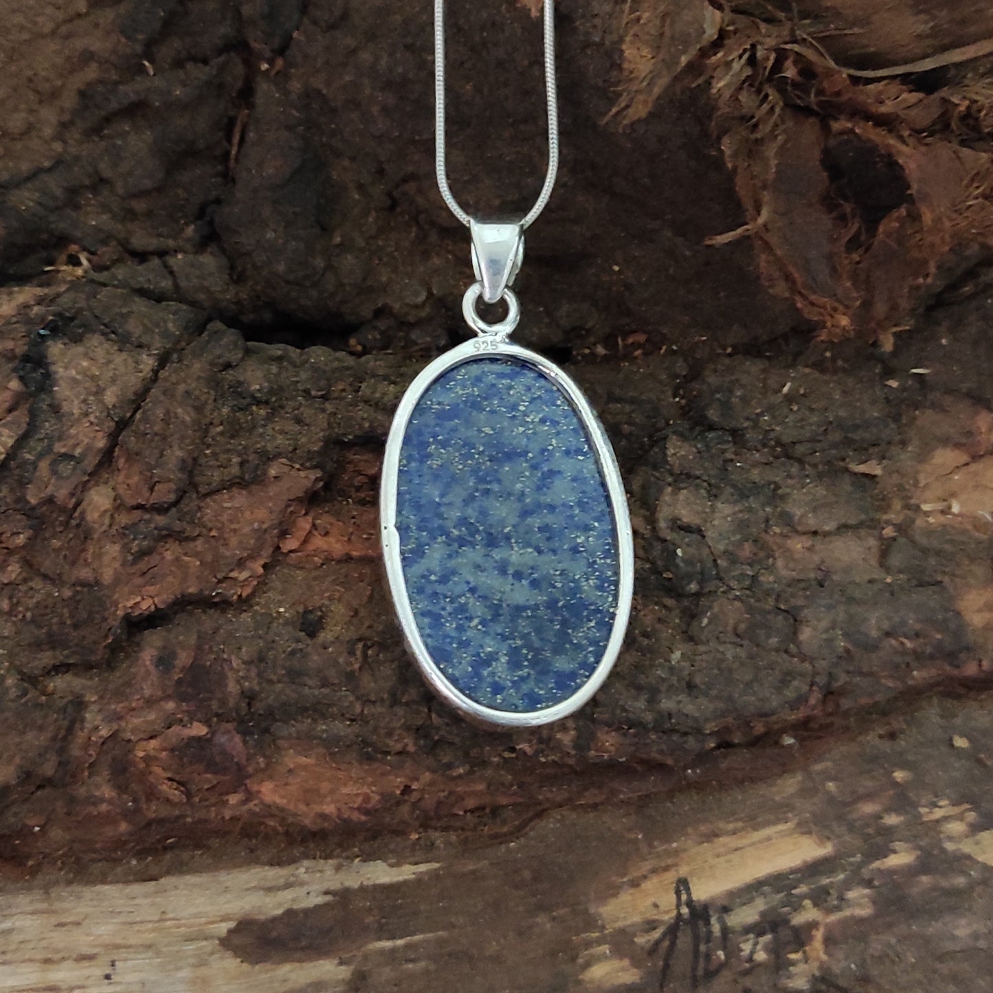 Lapis Lazuli 925 Silver Gemstone Pendant Solid 925 Sterling Silver Charm Pendant 38x21x6mm Approx.