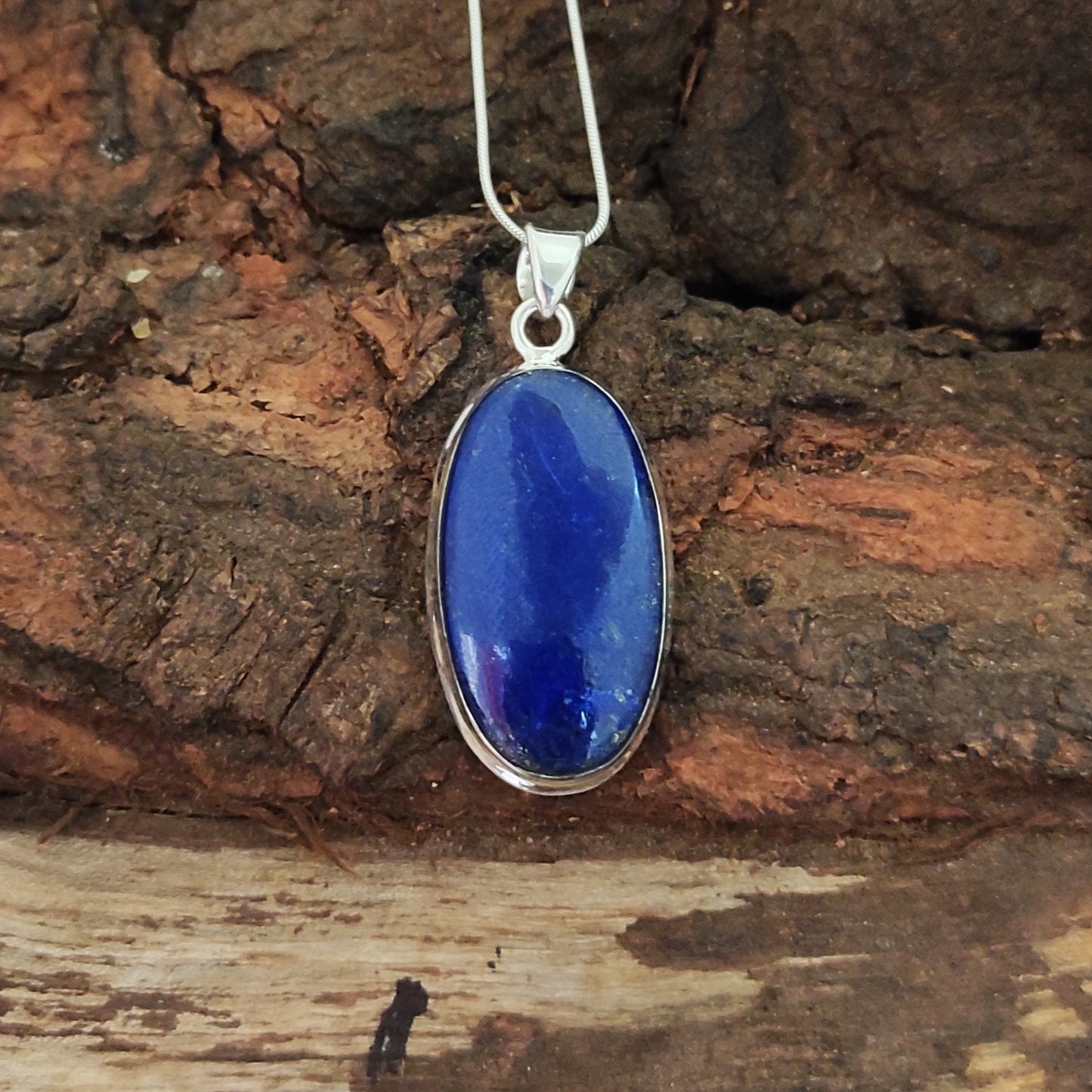 Lapis Lazuli 925 Silver Gemstone Pendant Solid 925 Sterling Silver Charm Pendant 37x18x6mm Approx.