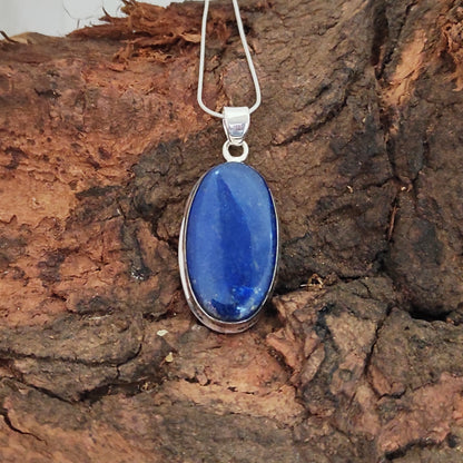 Lapis Lazuli 925 Silver Gemstone Pendant Solid 925 Sterling Silver Charm Pendant 37x18x6mm Approx.