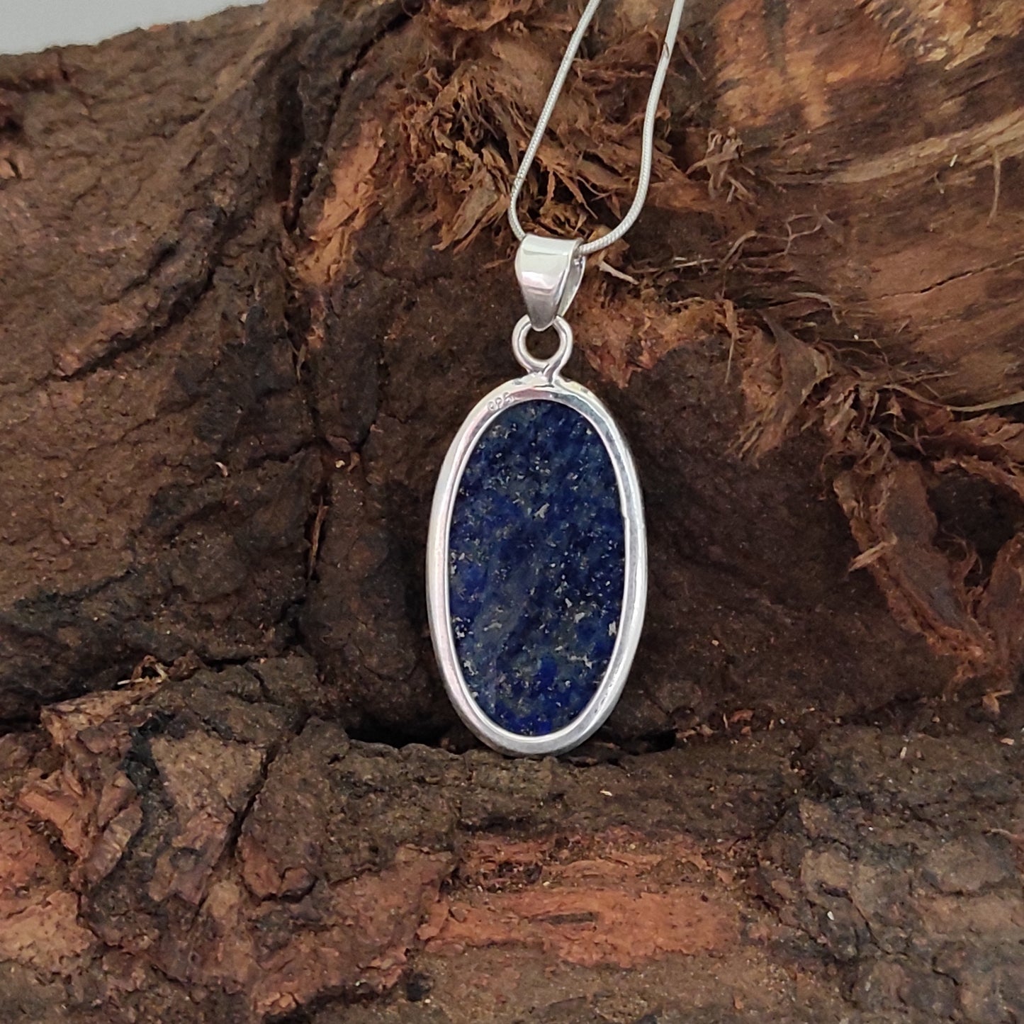 Lapis Lazuli 925 Silver Gemstone Pendant Solid 925 Sterling Silver Charm Pendant 37x18x6mm Approx.