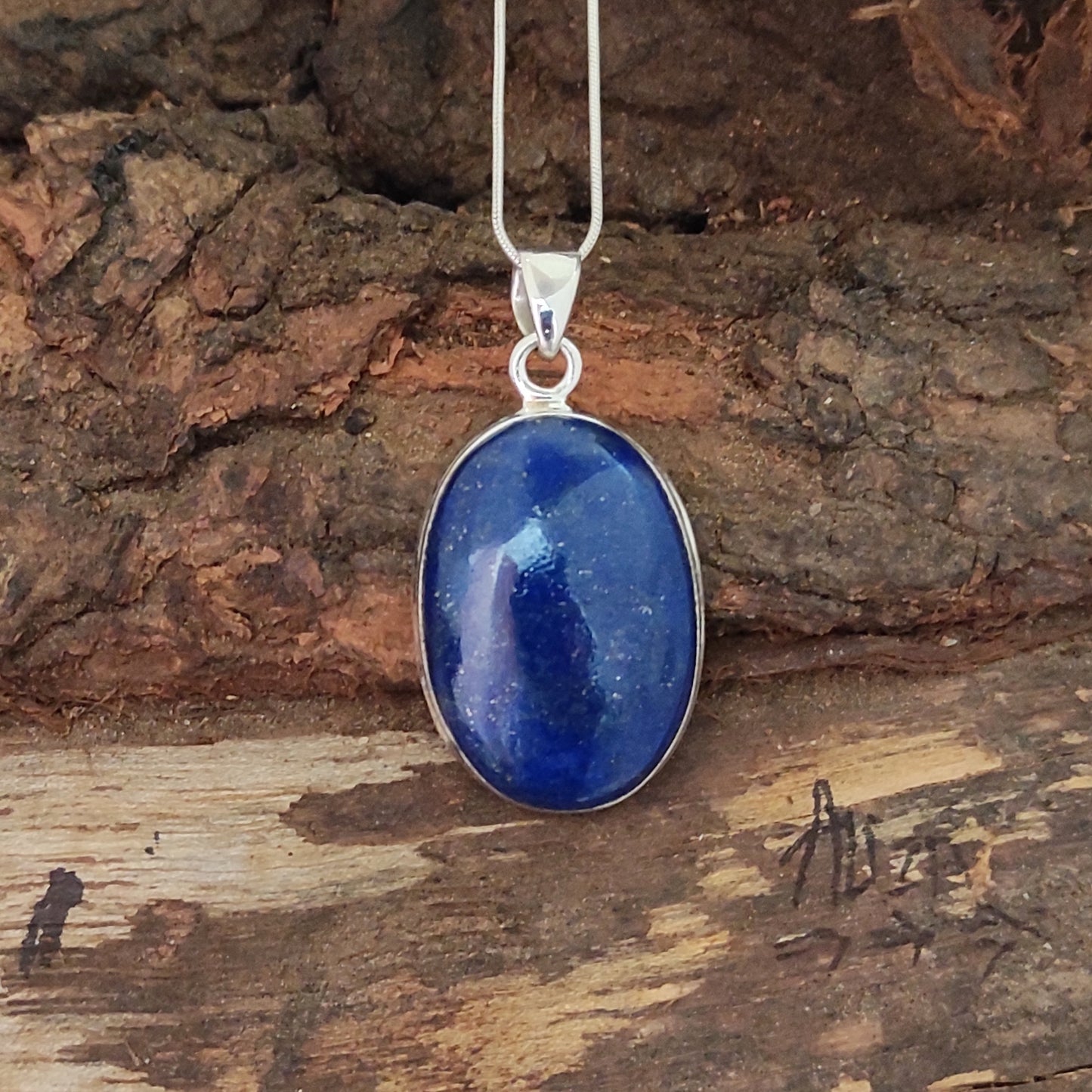 Lapis Lazuli 925 Silver Gemstone Pendant Solid 925 Sterling Silver Charm Pendant 34x21x8mm