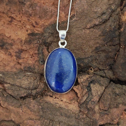 Lapis Lazuli 925 Silver Gemstone Pendant Solid 925 Sterling Silver Charm Pendant 34x21x8mm