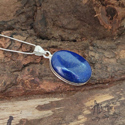 Lapis Lazuli 925 Silver Gemstone Pendant Solid 925 Sterling Silver Charm Pendant 34x21x8mm