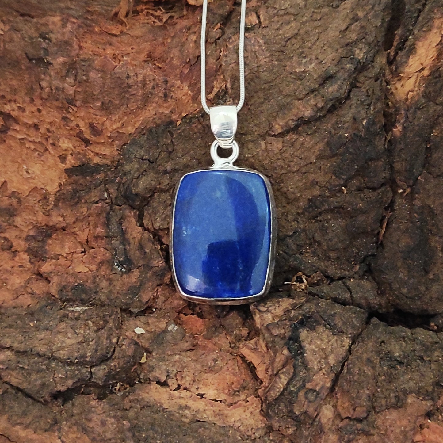 Lapis Lazuli 925 Silver Gemstone Pendant Solid 925 Sterling Silver Charm Pendant 30x19x5mm Approx.