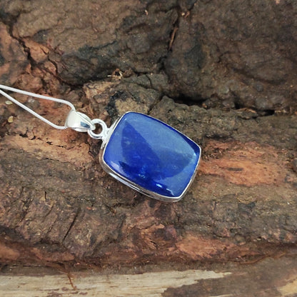 Lapislazuli-925-Silber-Edelstein-Anhänger, massiver 925er-Sterlingsilber-Charm-Anhänger, 30 x 19 x 5 mm, ca.