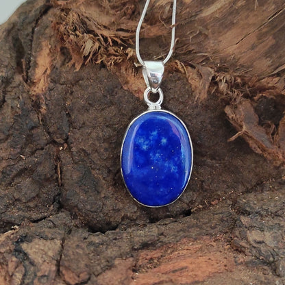 Lapis Lazuli 925 Silver Gemstone Pendant Solid 925 Sterling Silver Charm Pendant 30x18x5mm Approx.