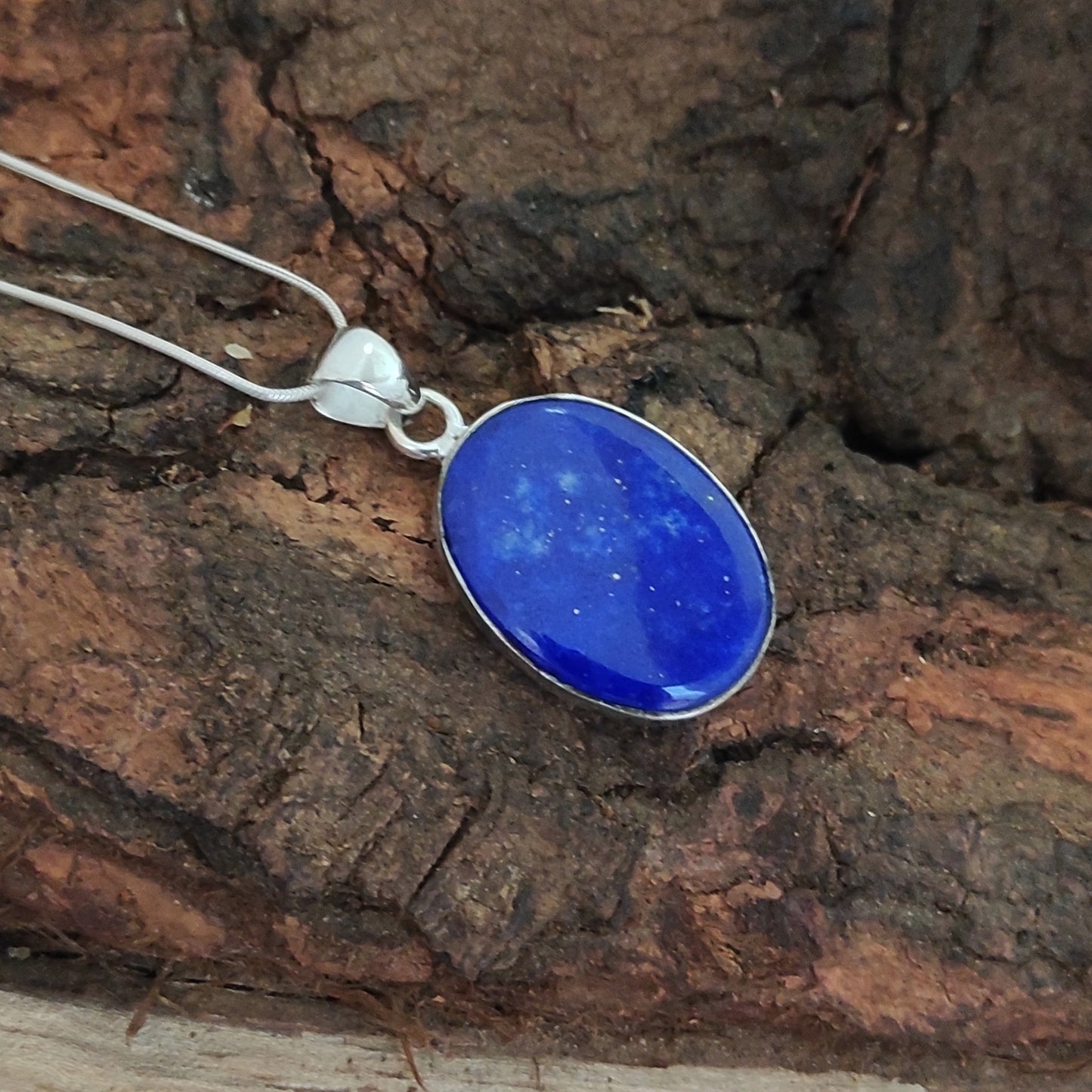 Lapis Lazuli 925 Silver Gemstone Pendant Solid 925 Sterling Silver Charm Pendant 30x18x5mm Approx.