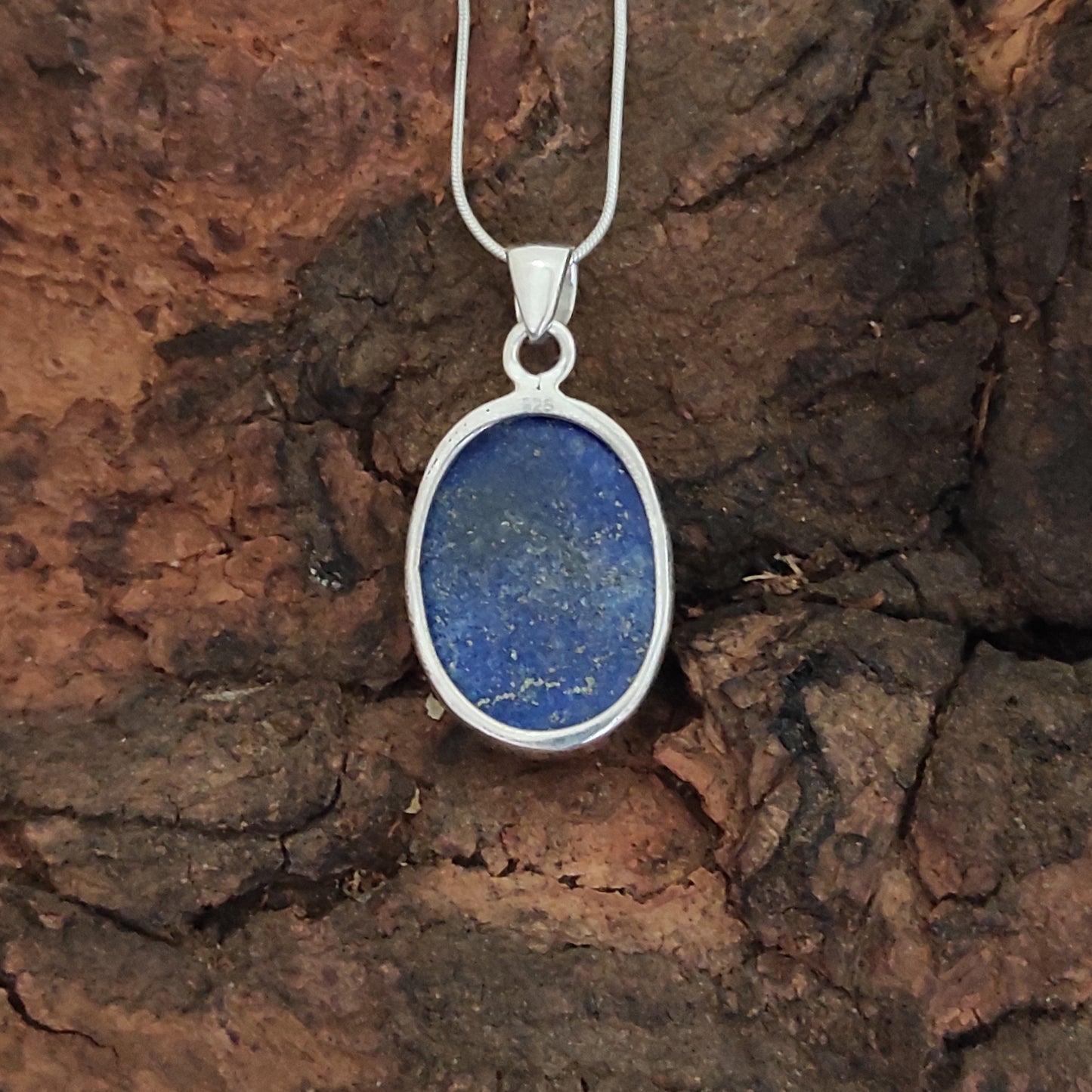 Lapis Lazuli 925 Silver Gemstone Pendant Solid 925 Sterling Silver Charm Pendant 30x18x5mm Approx.