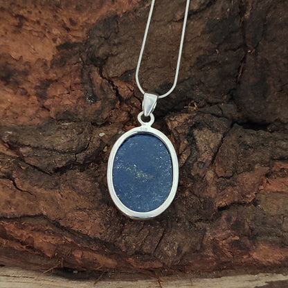 Lapis Lazuli 925 Silver Gemstone Pendant Solid 925 Sterling Silver Charm Pendant 34x21x8mm