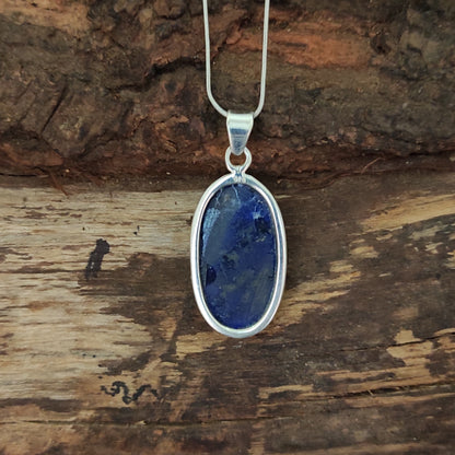 Lapis Lazuli 925 Silver Gemstone Pendant Solid 925 Sterling Silver Charm Pendant 34x17x7mm Approx.