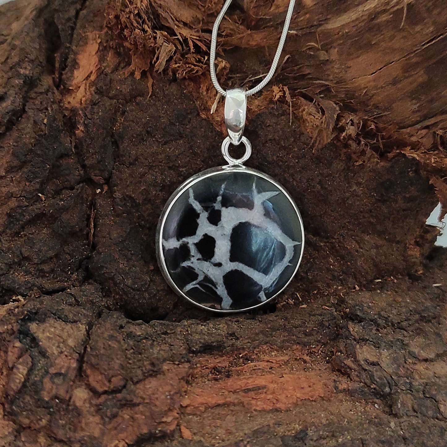 Black Septarian Sterling Silver Pendant