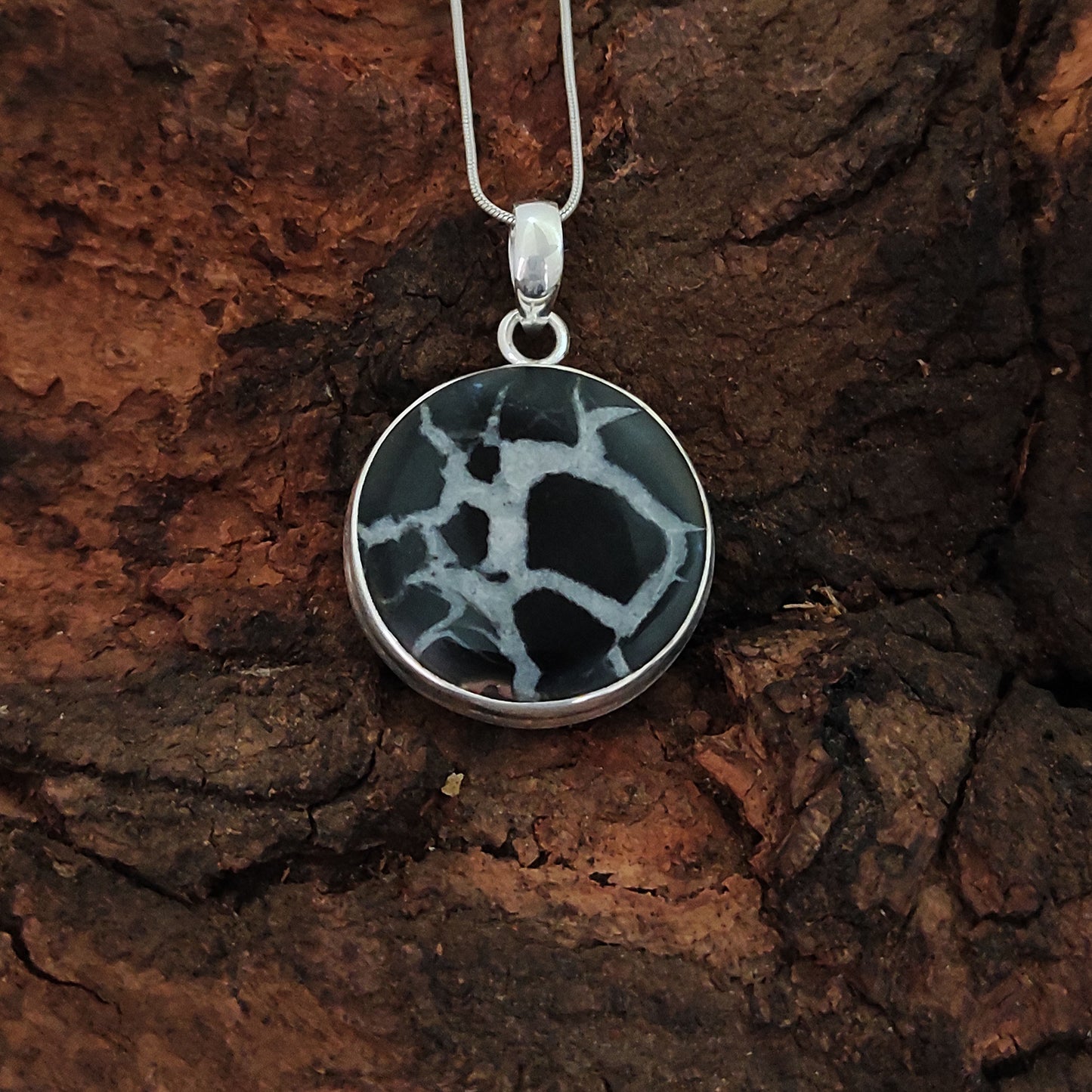 Black Septarian Sterling Silver Pendant