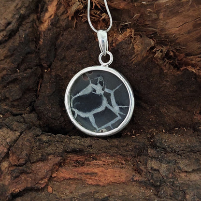 Black Septarian Sterling Silver Pendant