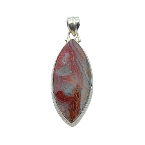 High Quality 925 Sterling Silver Pendant Crazy Lace Agate Gemstone Necklace