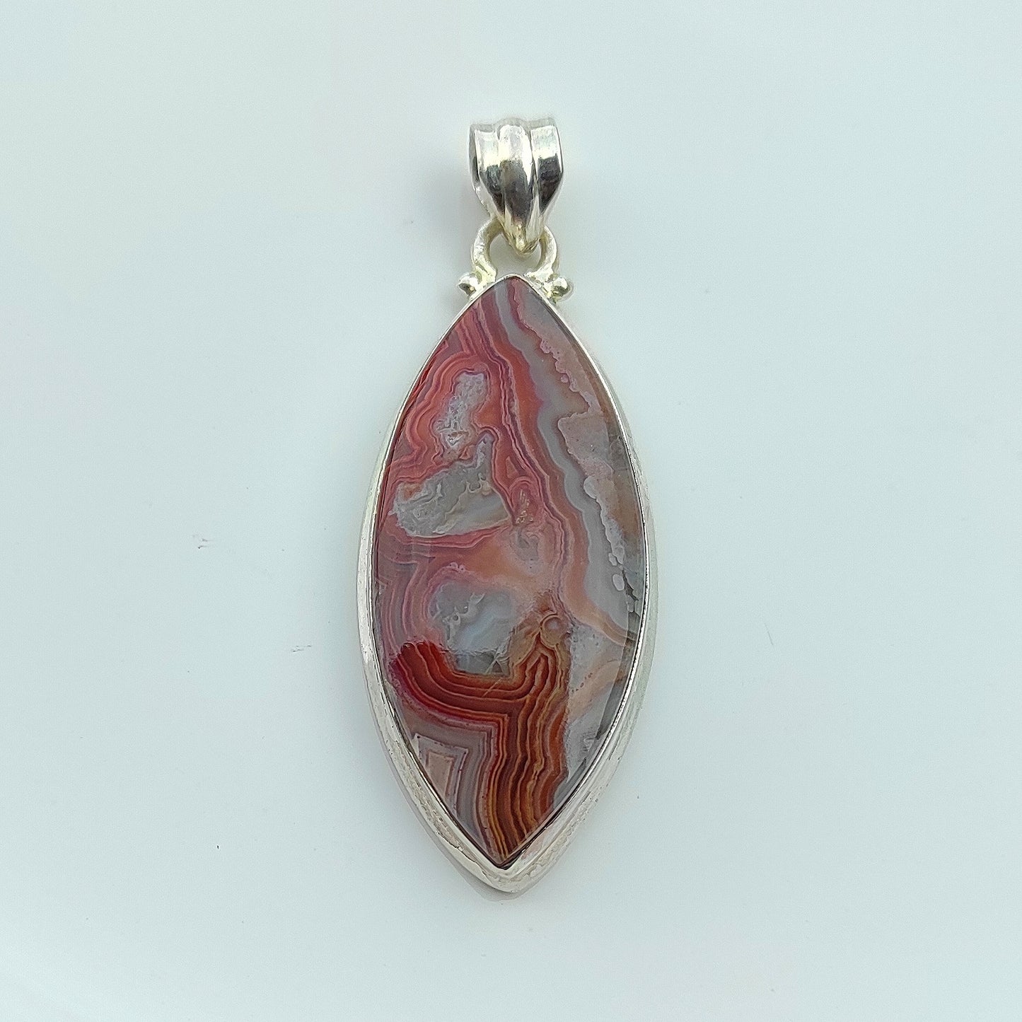 High Quality 925 Sterling Silver Pendant Crazy Lace Agate Gemstone Necklace